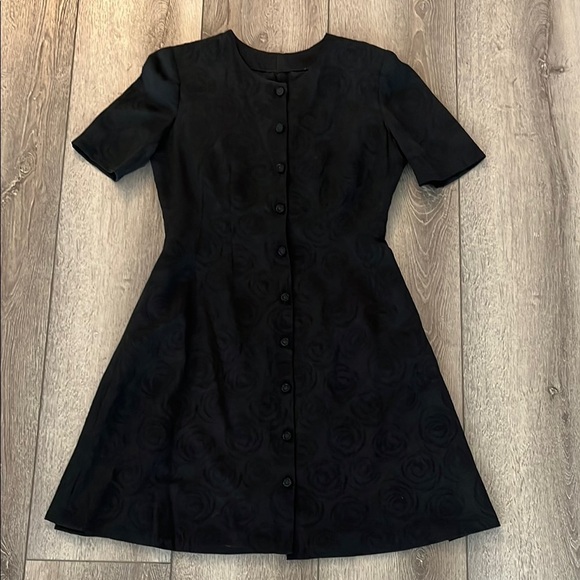 Vintage Black Floral Dress button down small - Picture 1 of 5